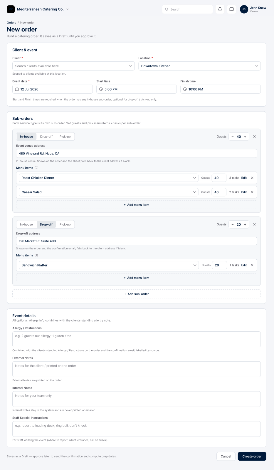 A guided form, not a blank page